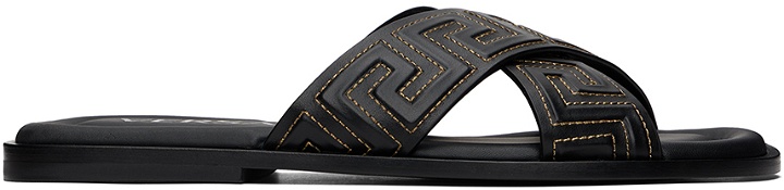 Photo: Versace Black Greca Sandals