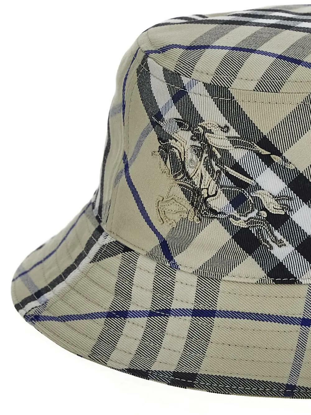 ハット BURBERRY Embroidered Polyester Blend Bucket Hat Burberry Checked Bucket Hat | Neutrals | FARFETCH