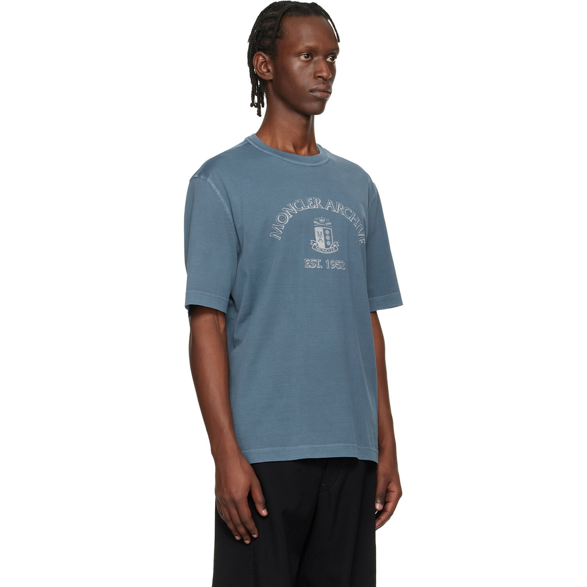 Moncler Blue Logo Print Cotton T-shirt