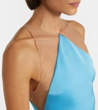 David Koma Feather-trimmed satin minidress