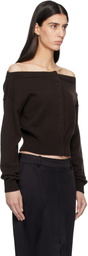 TOM FORD Brown Soft Cashmere Open-Neck Shrunken Cardigan