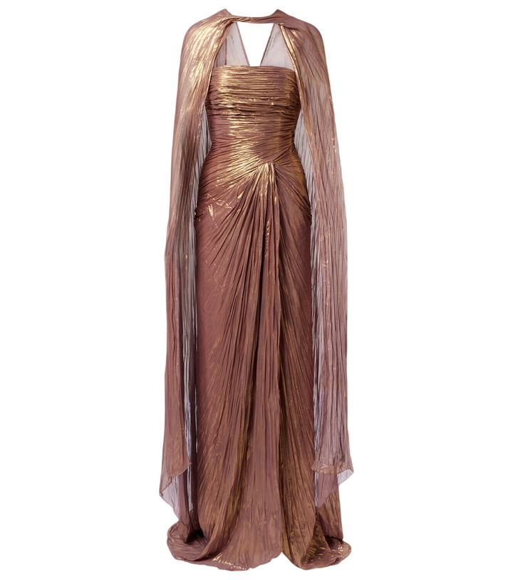 Photo: Marmar Halim Pleated taffeta bustier gown and cape set