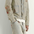 Drôle de Monsieur Men's Embroidered Flowers Patch Denim Jacket in Dusty
