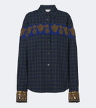 Dries Van Noten Checked embroidered cotton flannel shirt