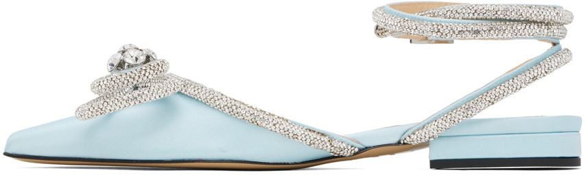 MACH & MACH Blue Double Bow Ballerina Flats