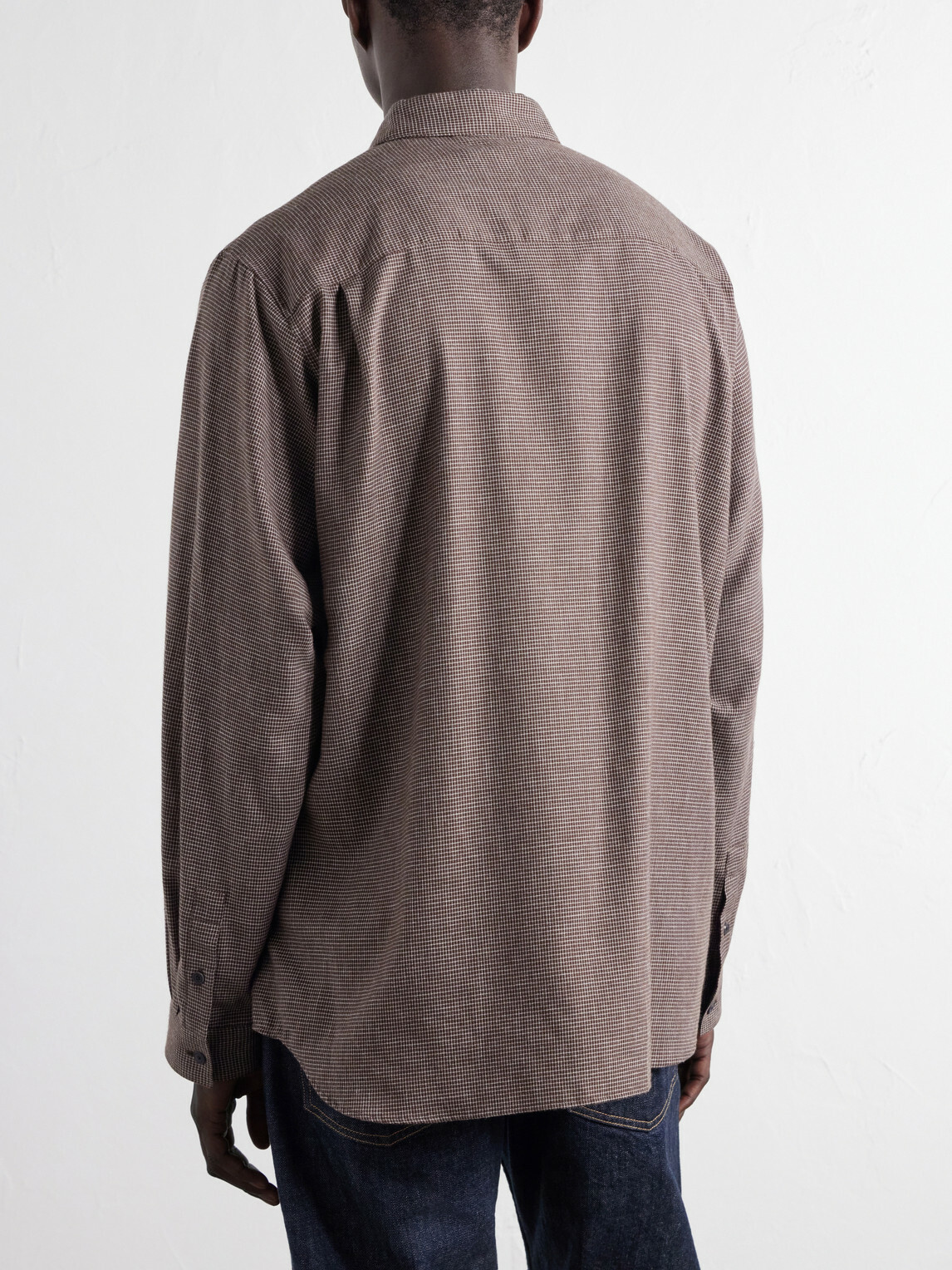 ATON - Checked Cotton and Yak-Blend Shirt - Brown