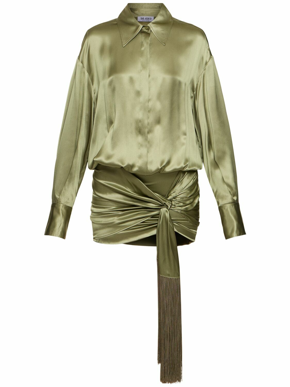 THE ATTICO Satin Long Sleeve Mini Dress The Attico THE ATTICO Satin Long Sleeve Mini Dress The Attico
