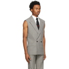 Ernest W. Baker Grey and Brown Houndstooth Sleeveless Double-Breasted Blazer