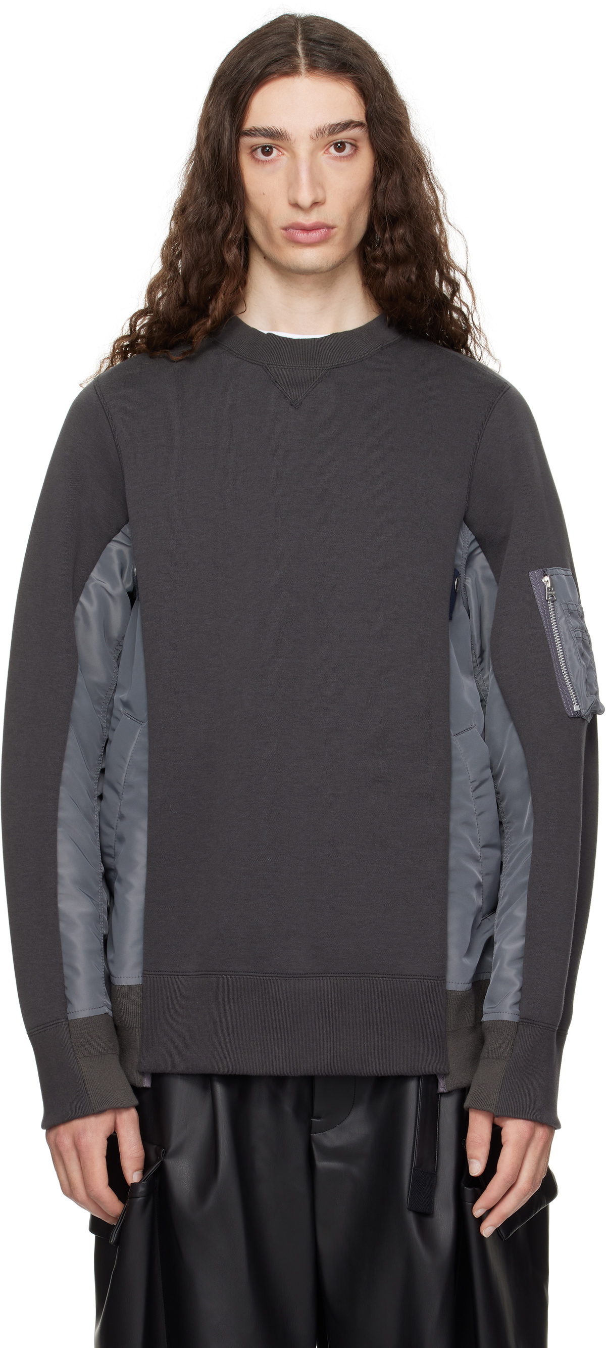 トップス sacai Sponge Sweat Nylon Twill Pullover Navy & Khaki Sponge Sweat x Nylon Twill Pullover Sweatshirt