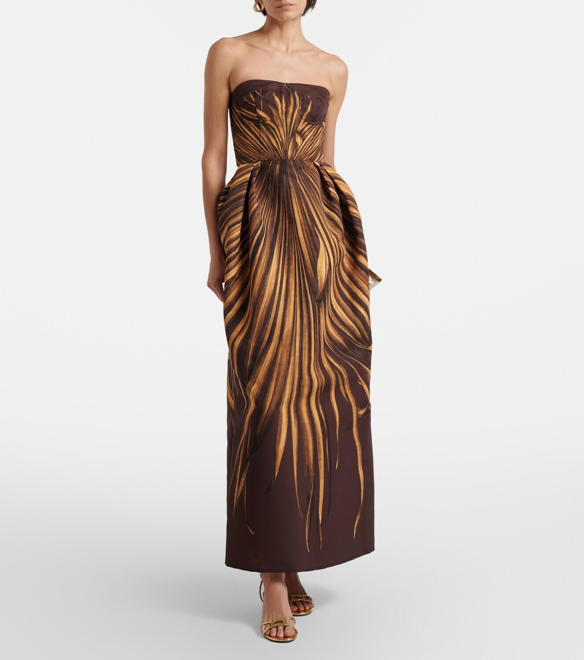 Oscar de la Renta Printed bustier gown