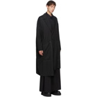 Sulvam Black Wool Gabardine Overcoat