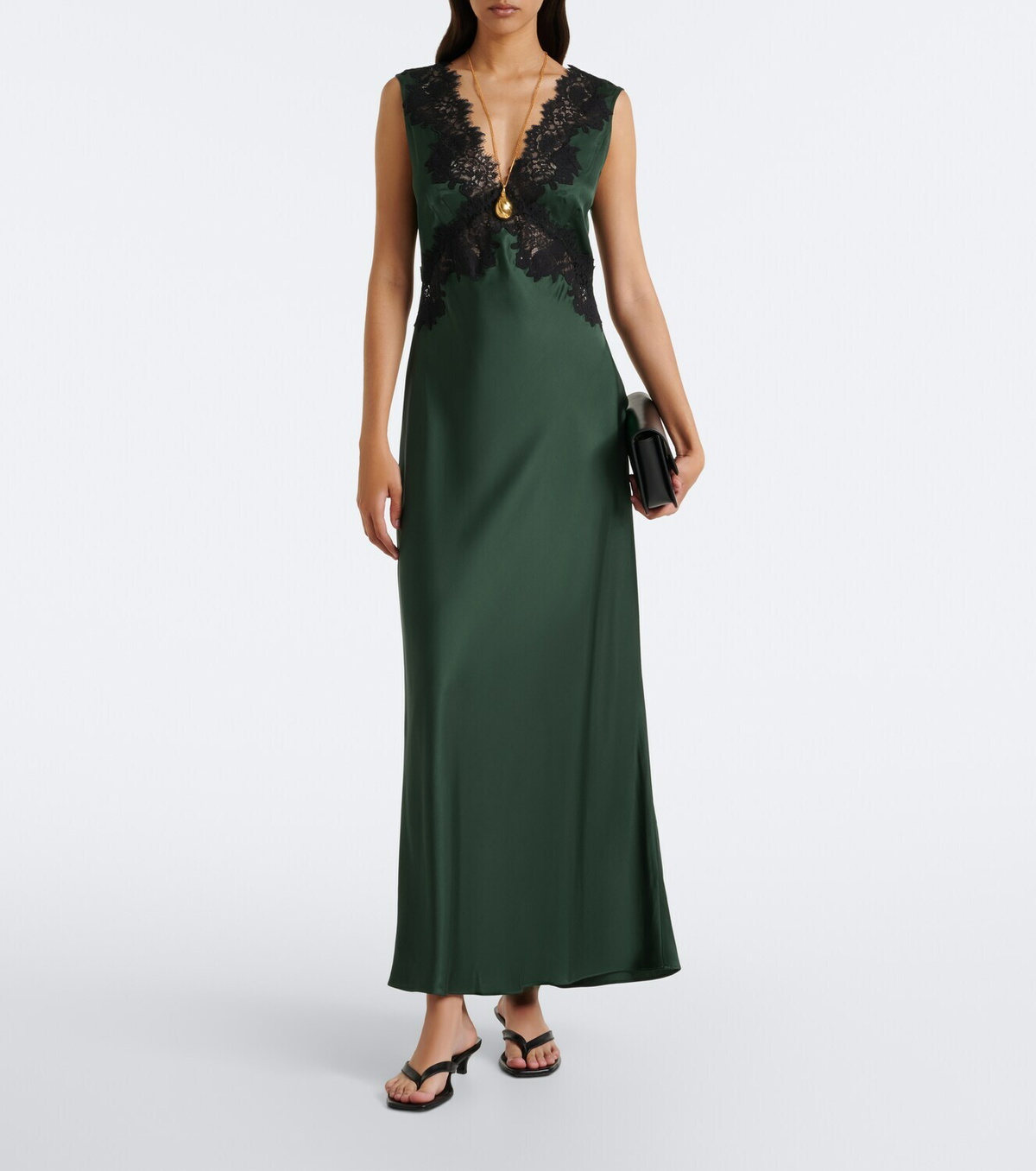 Rixo Lysandra lace-trimmed satin midi dress