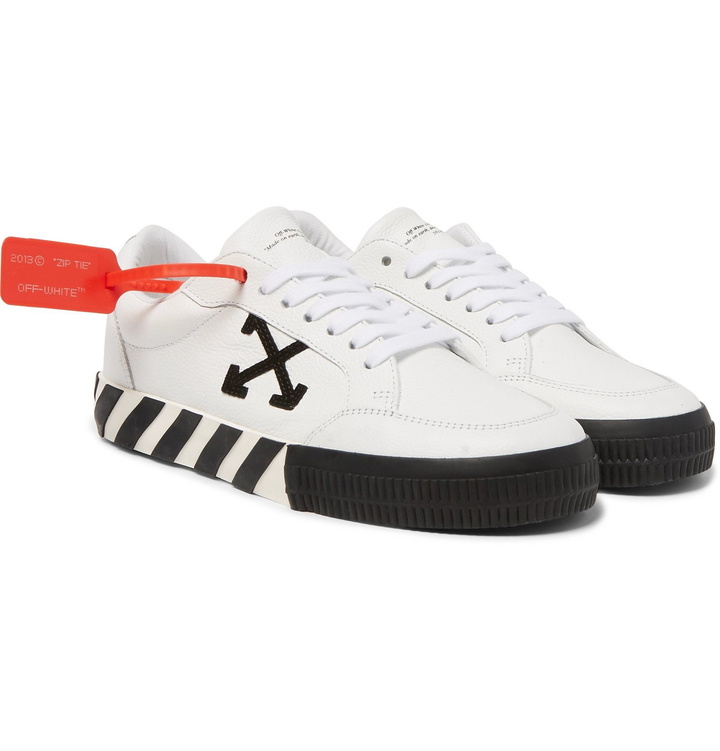 Photo: Off-White - Logo-Appliquéd Full-Grain Leather Sneakers - White