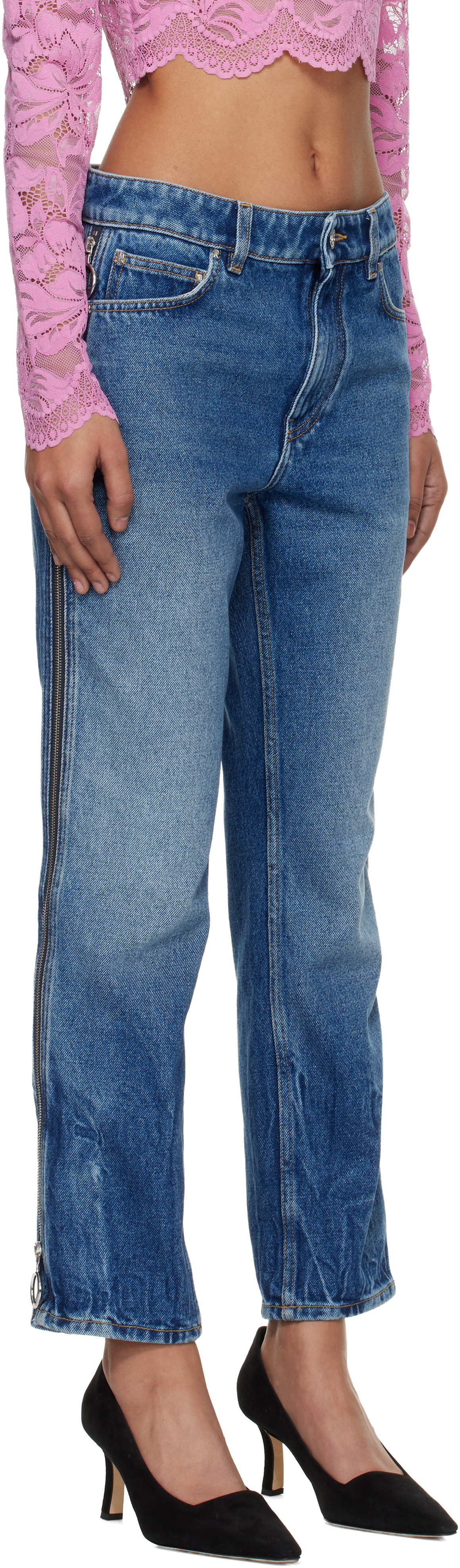 Rabanne Blue Zip Jeans