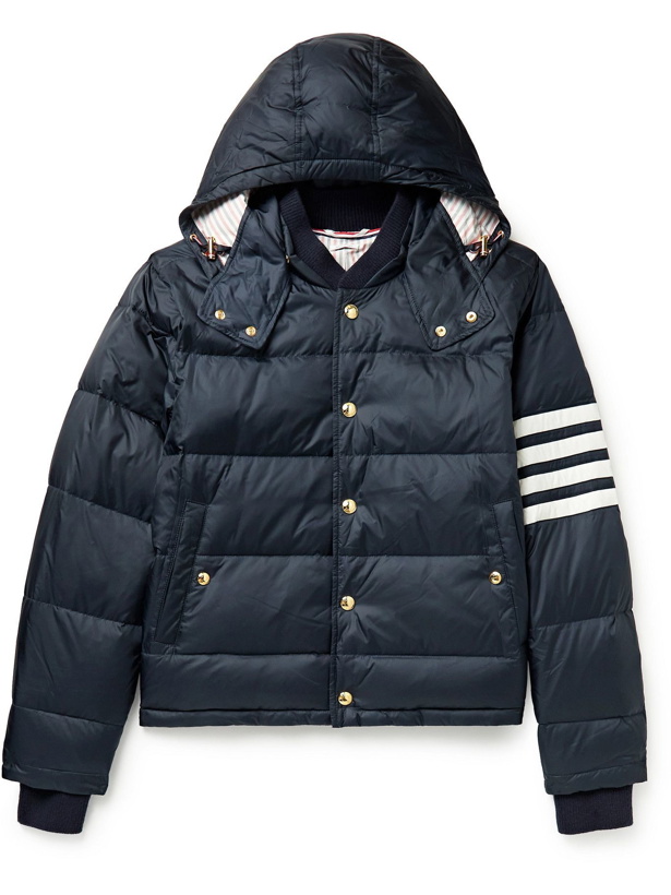 Photo: THOM BROWNE - Striped Quilted Shell Hooded Down Jacket - Blue