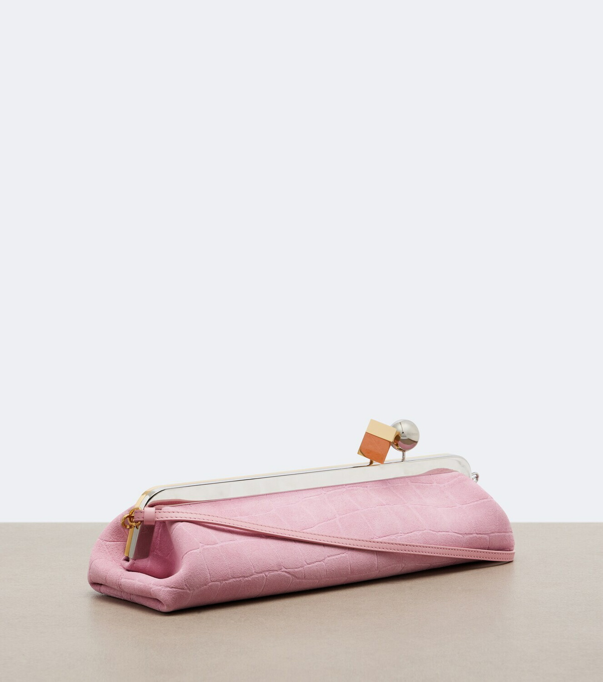 Jacquemus Salon croc-effect suede clutch