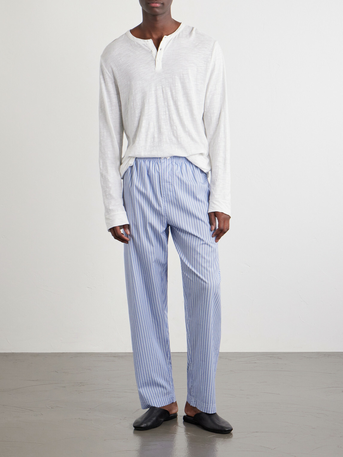 TEKLA - Straight-Leg Striped Organic Cotton Pyjama Trousers - Blue