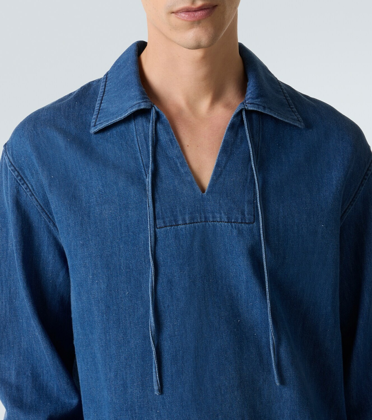 Commas Tie-neck denim shirt