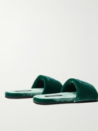 TOM FORD - Harrison Logo-Embroidered Velvet Slides - Green