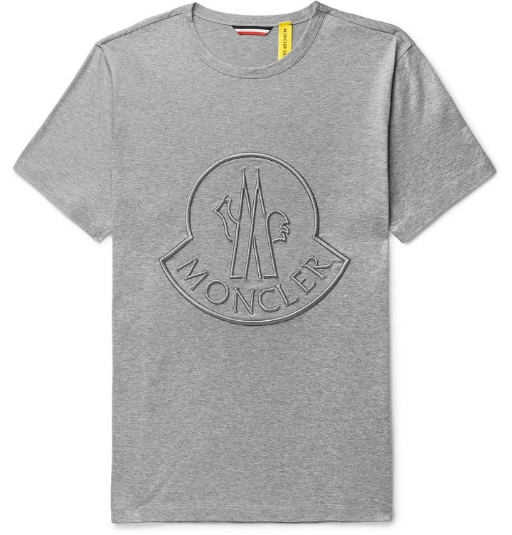 Photo: Moncler Genius - 2 Moncler 1952 Logo-Embroidered Cotton-Jersey T-Shirt - Men - Gray