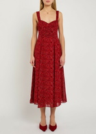 Reformation Lela Floral-print Georgette Midi Dress Red