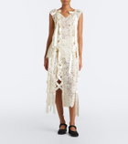Simone Rocha Unraveling bow-detail lace midi skirt