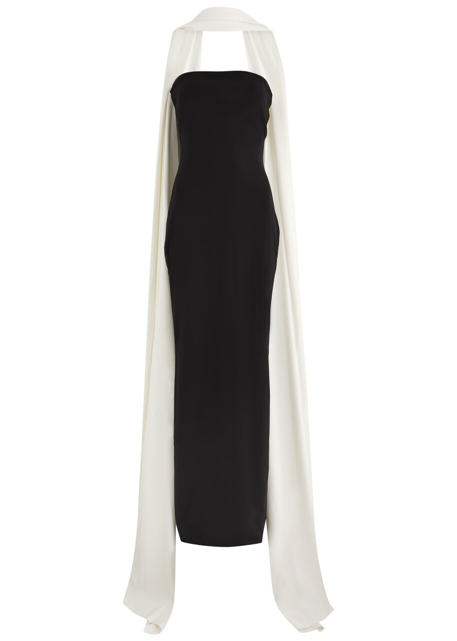 Solace London Ainhoa Scarf-effect Strapless Gown Black