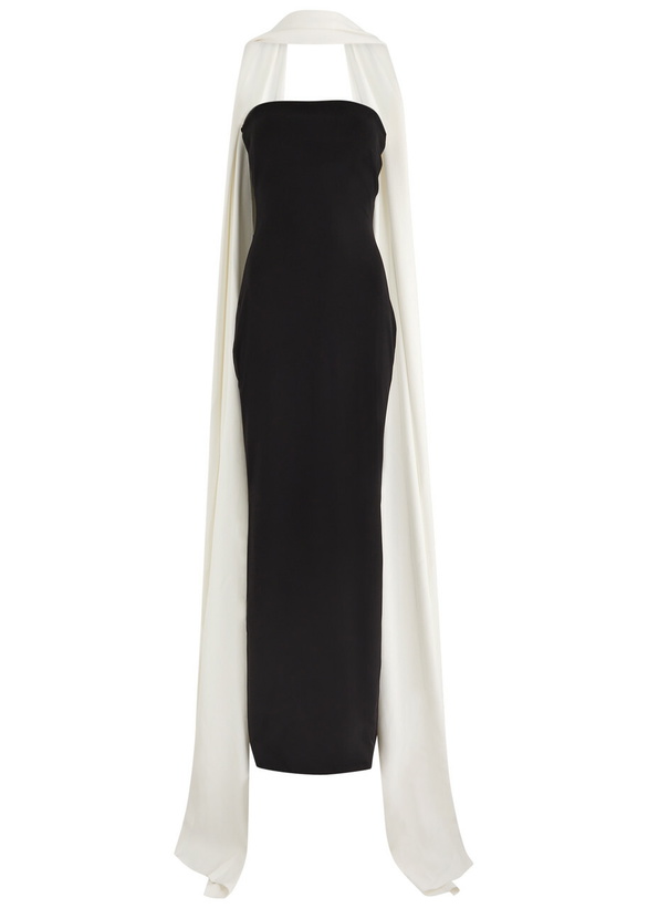 Photo: Solace London Ainhoa Scarf-effect Strapless Gown Black