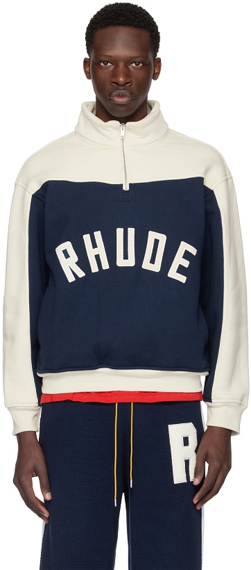 Photo: Rhude Off-White & Navy Contrast Sweatshirt