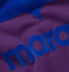 Isabel Marant - Miley Logo-Flocked Fleece-Back Cotton-Blend Jersey Hoodie - Purple