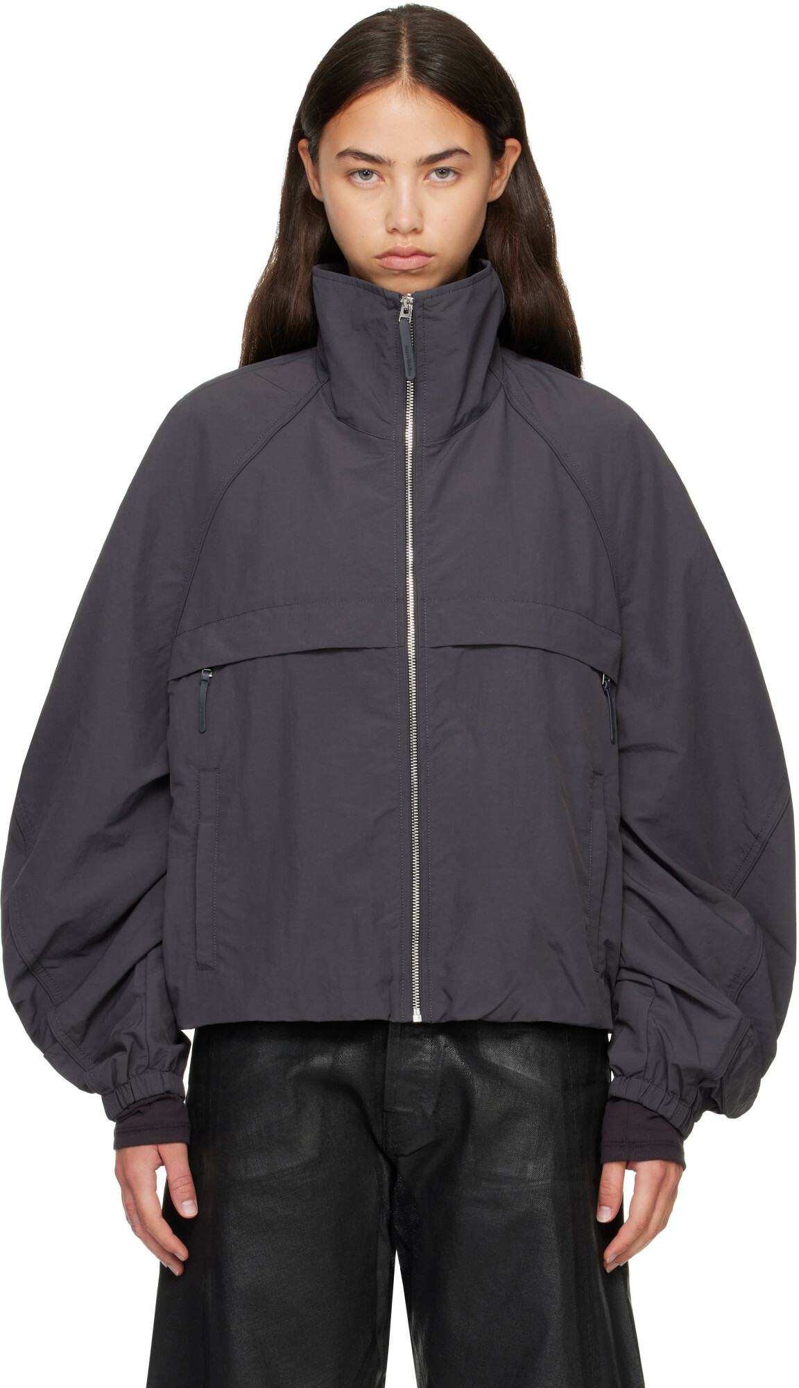 Acne Studios Gray Nylon Logo Jacket