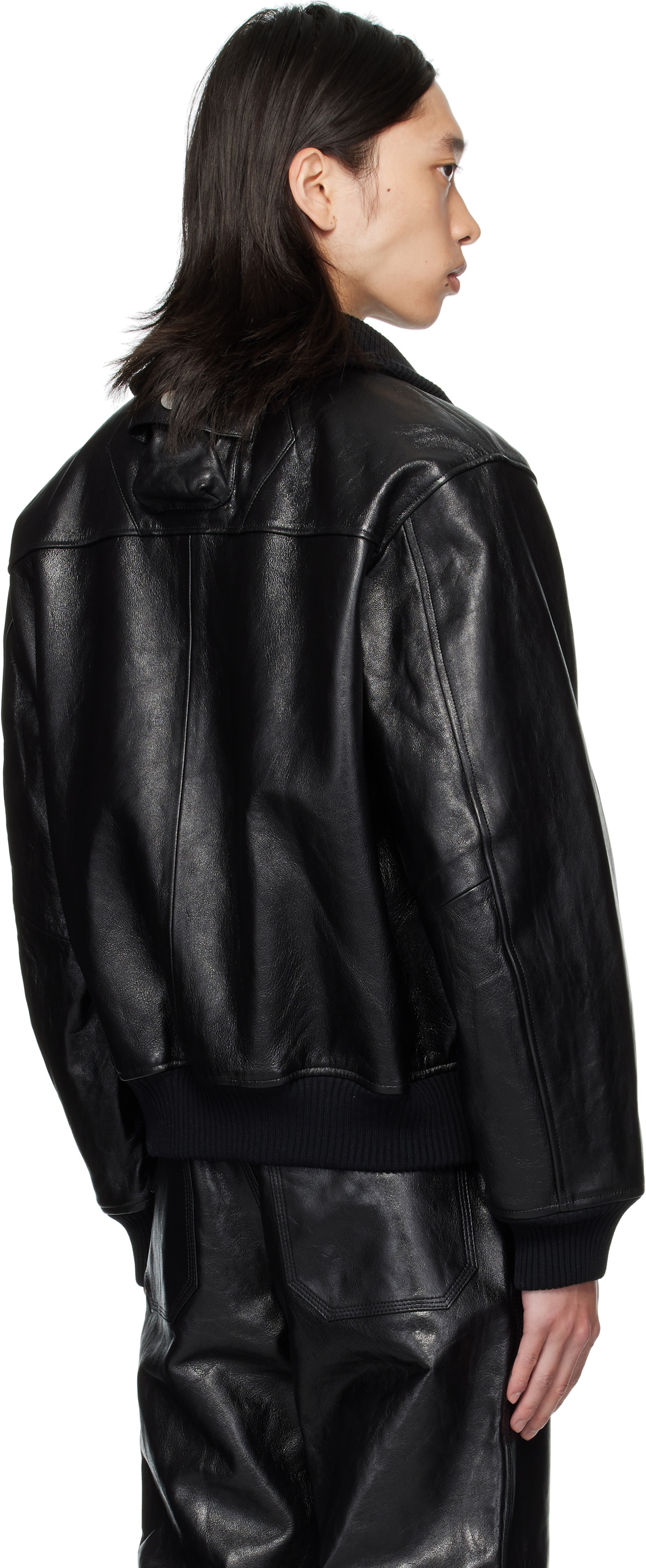 OUAT Black Astro Leather Bomber Jacket