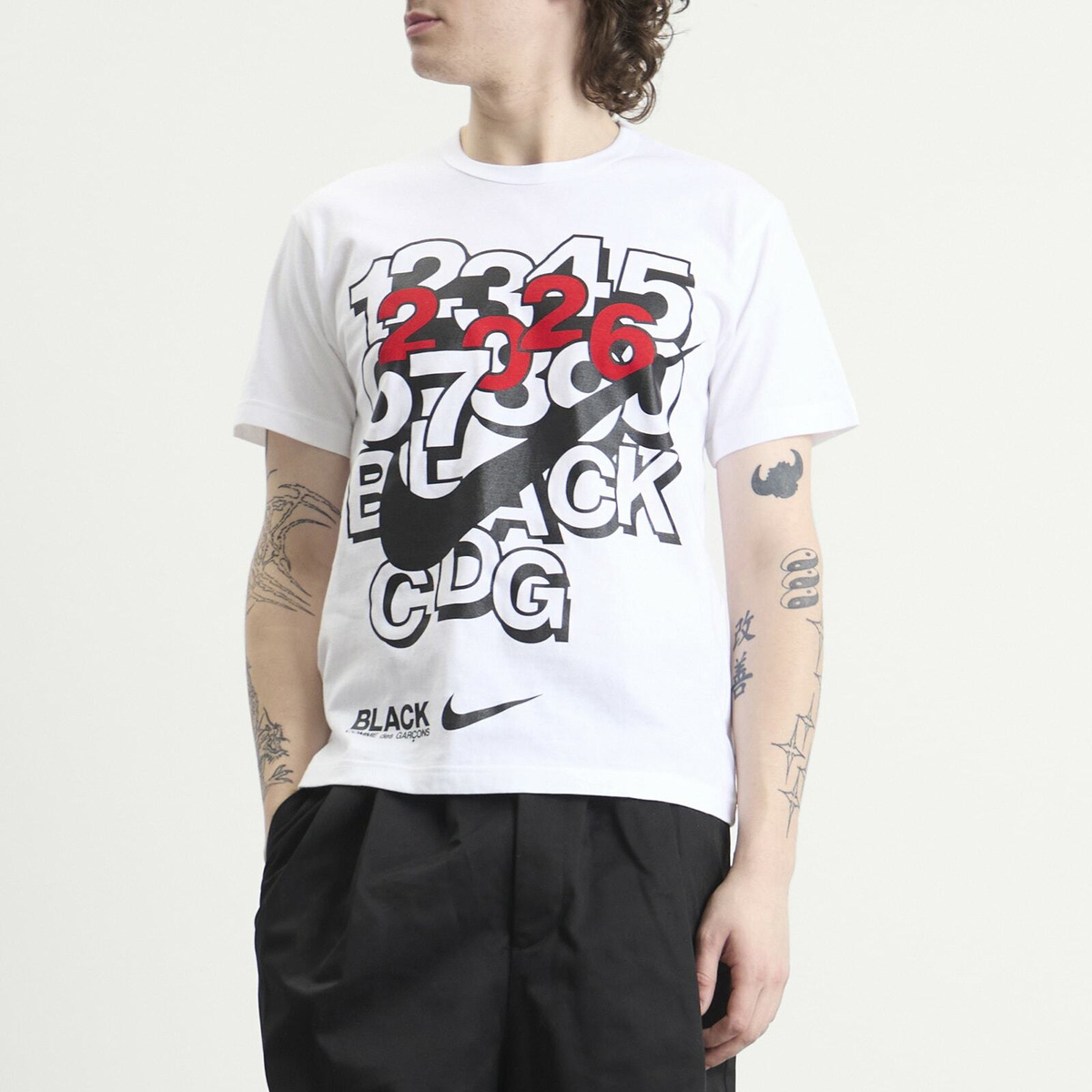 Comme des Garçons Black Men's x Nike T-Shirt in White/Black