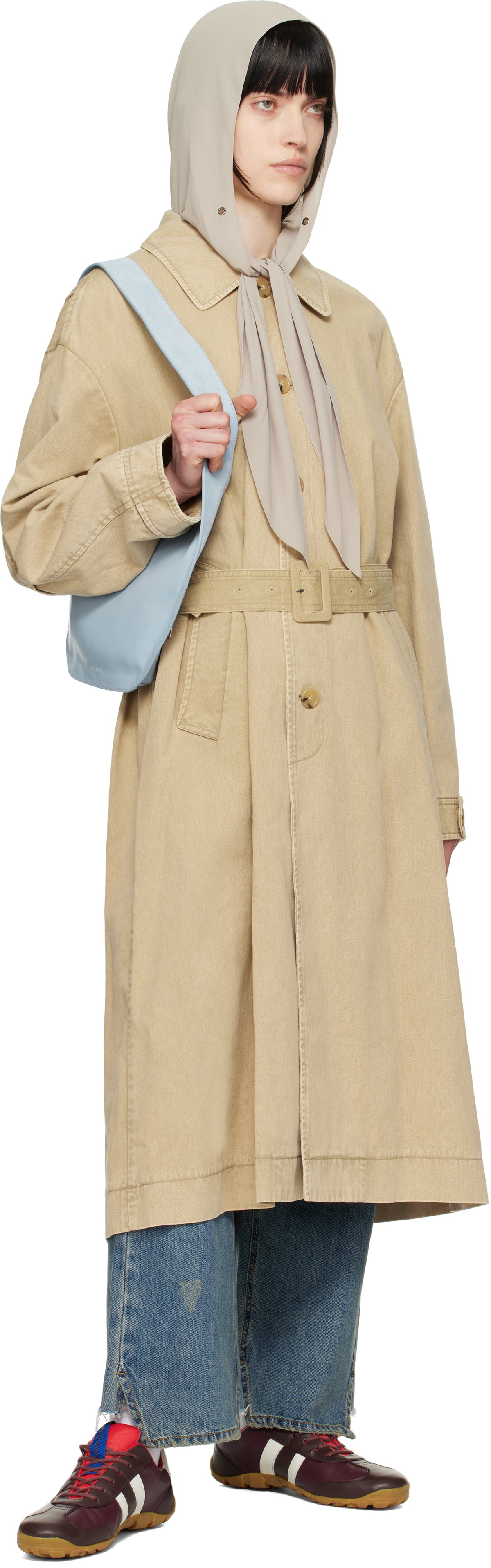 トレンチコート [OPEN YY] DETACHABLE SCARF TRENCH COAT : Beige OPEN YY Beige Detachable Scarf Trench Coat OPEN YY