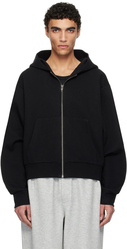 Photo: RECTO Black Logo Detail Zip-Up Hoodie