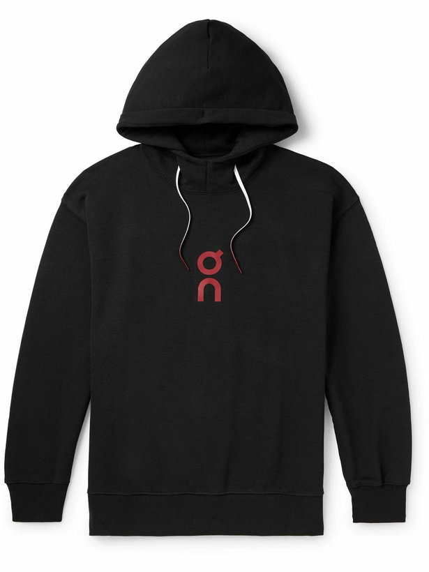 Photo: ON - Club Printed Organic Cotton-Blend Jersey Hoodie - Black