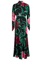 LA Double J Gilda Floral-print Silk Maxi Dress Black