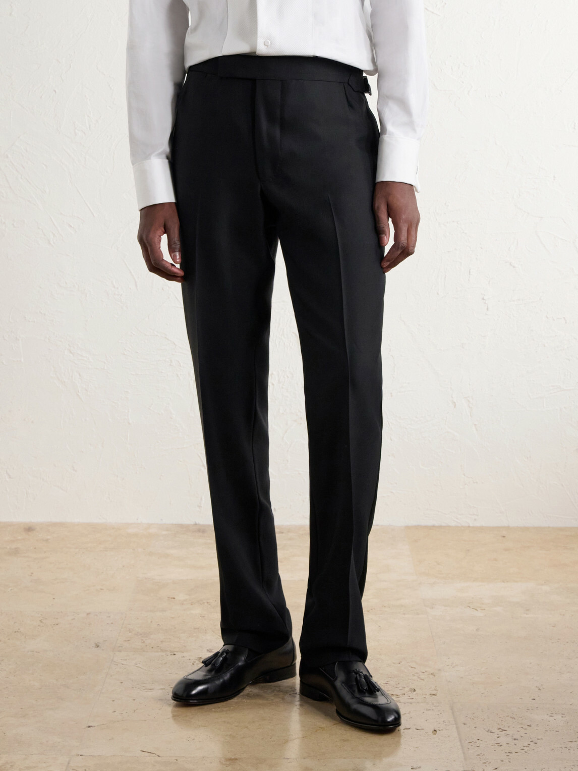 Thom Sweeney - Straight-Leg Satin-Trimmed Wool-Fresco Suit Trousers - Black