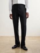 Thom Sweeney - Straight-Leg Satin-Trimmed Wool-Fresco Suit Trousers - Black