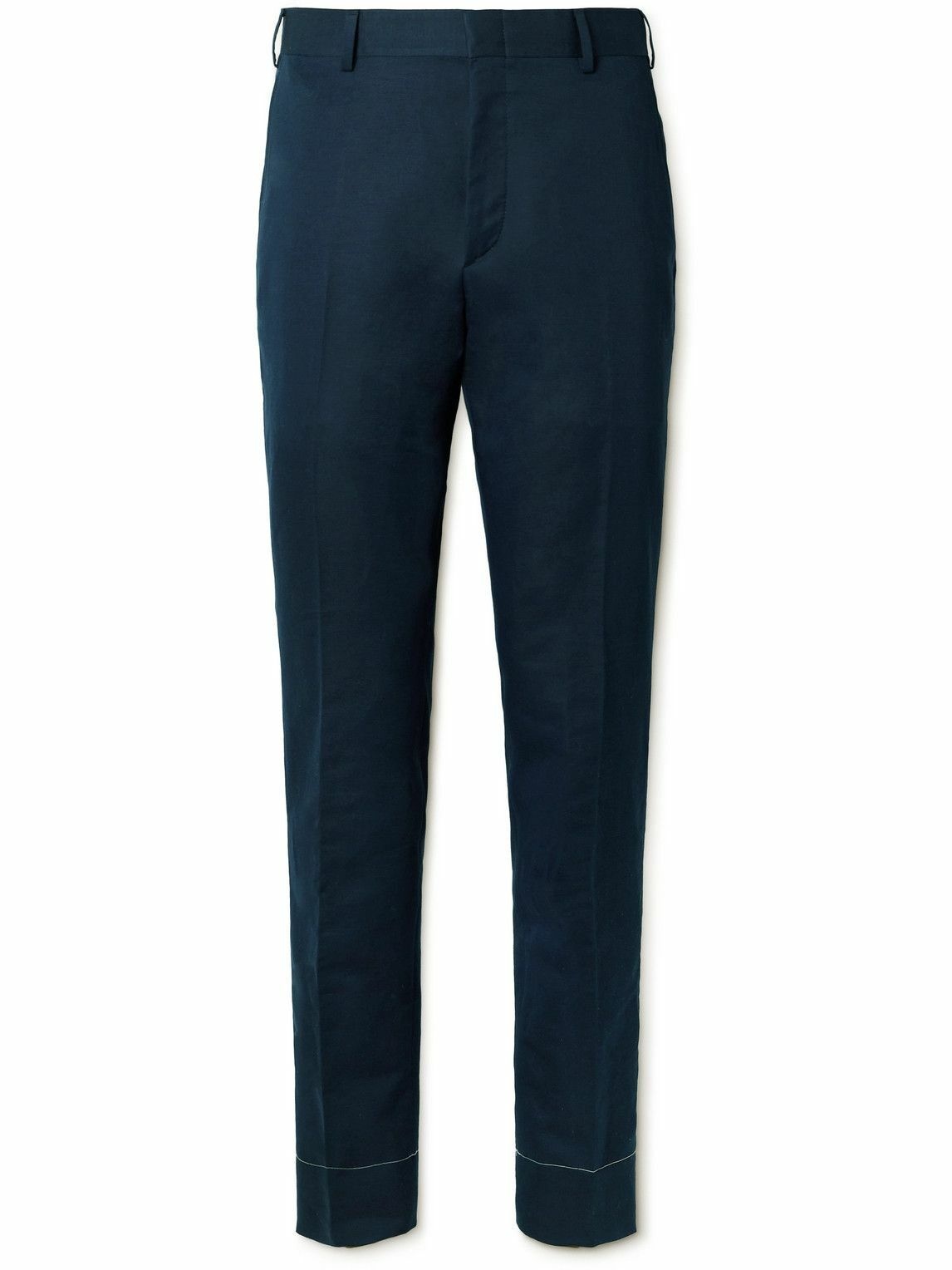 Photo: Brioni - Pienza Straight-Leg Linen and Cotton-Blend Trousers - Blue