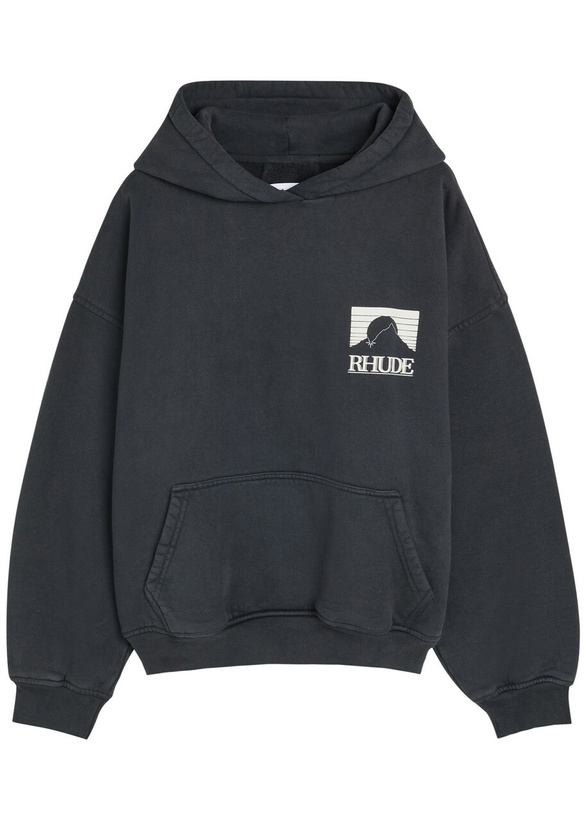 Photo: Rhude Moonlight Pack Printed Hooded Cotton Sweatshirt Black And White