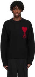 AMI Paris Black Ami De Cœur Sweater