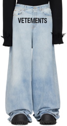 VETEMENTS Blue Embroidered Jeans