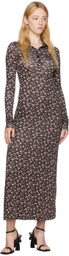 Palm Angels Black Floral Print Maxi Dress