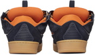 Lanvin SSENSE Exclusive Orange & Navy Curb Sneakers