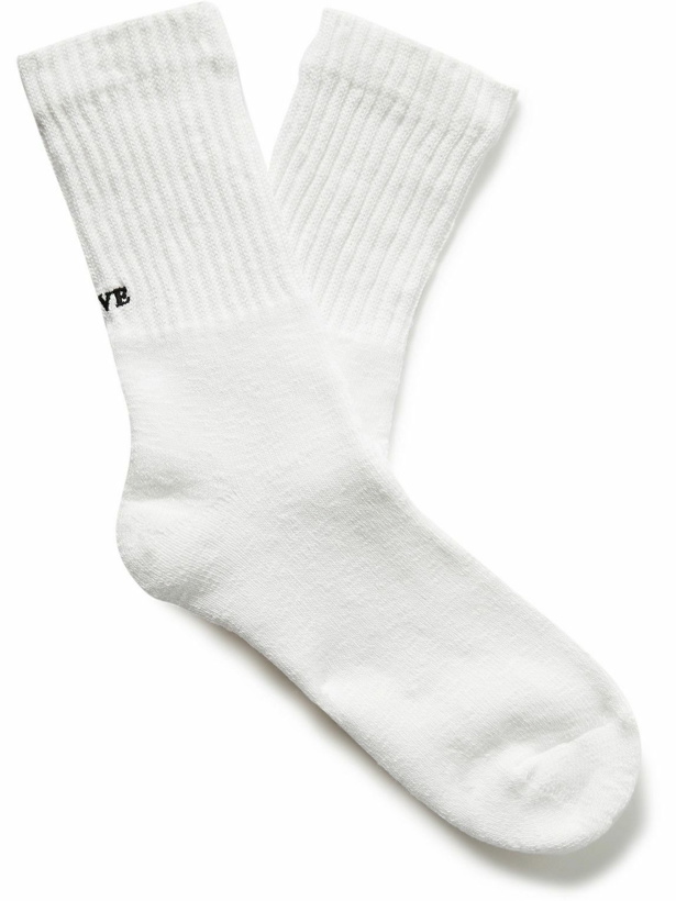 Photo: Rostersox - Love & Peace Embroidered Ribbed Cotton-Blend Socks