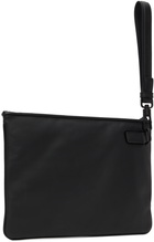 ZEGNA Black Leather Flat Zip Pouch