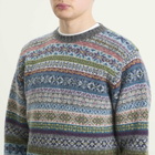 Jamieson's of Shetland Men's Jamiesons of Shetland Fair Isle Crew Knit in Grey/Blue/Green