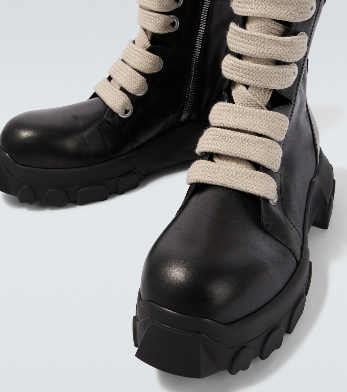 Rick Owens Jumbolace Army leather combat boots