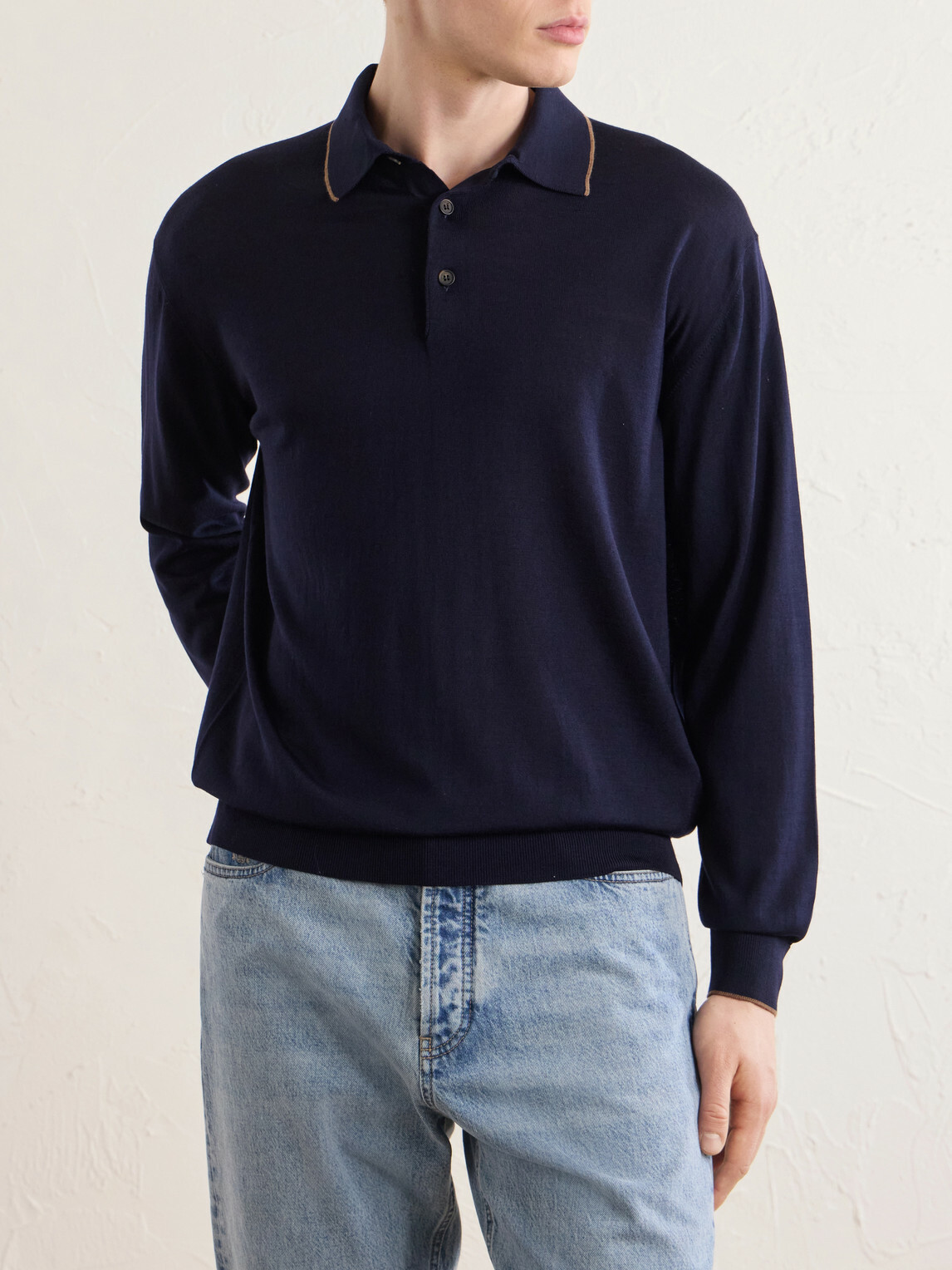 Kiton - Merino Wool Polo Shirt - Blue